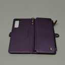 Defencase Compatible with Samsung Galaxy S21 5G Case Wallet with RFID Blocking Card Holder for Women Men, PU Leather Magnetic Snap Flip Zipper Strap Wallet Phone Case Fit for Galaxy S21 6.2", Purple