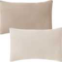 JELLYMONI 2 Pack Muslin Toddler Pillowcase for 13x18 Pillow, 100% Cotton Baby Pillow Case Cover for Bed, Toddler Cot and Travel, Soft & Breathable Baby Kids Envelope Pillowcase, No Pillow (Khaki/Beige)