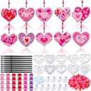 WinnerWhy 30 Sets Valentines Day Suncatchers Craft Kits Heart Suncatcher Ornaments DIY Window Paint Art Sun Catchers for Valentines Adults Art Project Party Favors Gift (Heart Valentines Day)