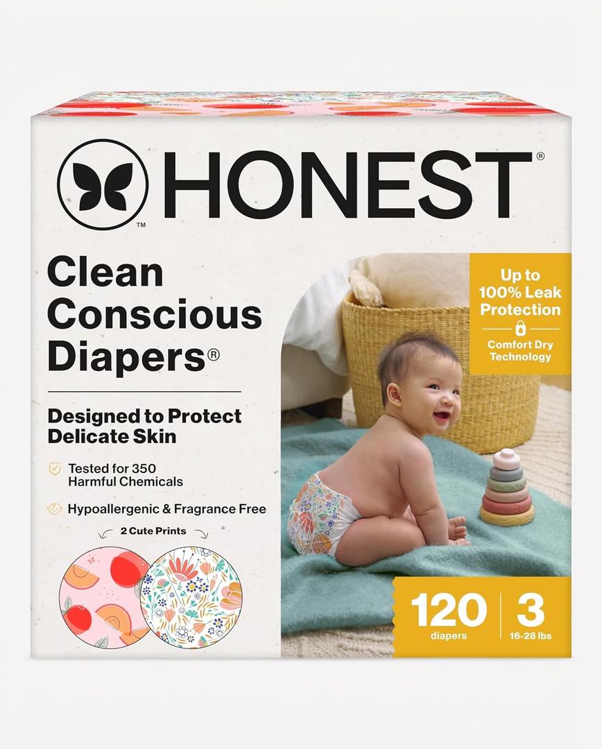 The Honest Company Daytime Diapers, Just Peachy, Size 3, 120 Count
Baby Diapers, Size 3 (16-28 Lbs), 120 Ct. Hypoallergenic, Fragrance-Free, Up To 100% Leak Protection, Plant-Based