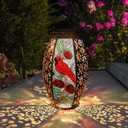 Solar Lanterns Outdoor Hanging Light Cardinal LED Glass Light Waterproof Hollowed-Out Metal Decor Garden,Yard,Patio,Gifts,Table,Pathway,Holiday for Women Mom