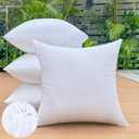 18 x 18 Outdoor Pillow Inserts Set of 4 Medium Square Patio Furniture Pillows for Porch Couch Fall Throw Pillow Inserts Premium Decorative Stuffer Pillows Waterproof White Sofa Cushion