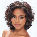 SEVENCOLORS Short Brown Curly Wigs for Black Women Synthetic Mixed Brown Big Curly Bob Wig