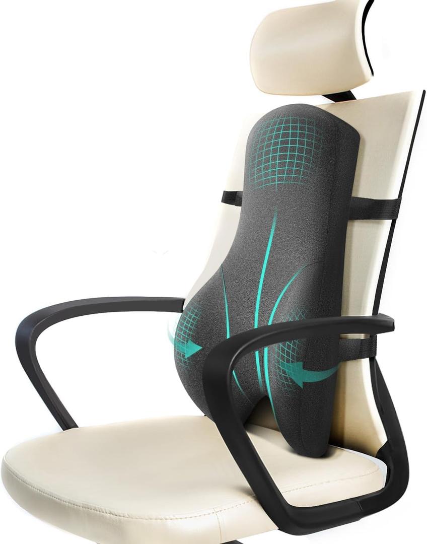 High Back Support for Office Chair Fully Support Entire Back for Comfort,Pain Relief and Posture Improved- Memory Foam Lumbar Support Pillow for Office Chair,Recliner (24*17.7*4.7 inches)