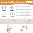 TONIAL Curtain Rod 32 to 115 Inch(2.6-9.6ft), Telescoping Splicing 3/4 Drapery Rods for Windows 83 to 110 Inch(6.9-9.1ft), Decorative Single Rod with Small Cap Finial, Silver