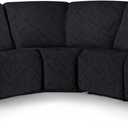 Ruaozz Sectional Sofa Covers Oversized L Shape 5 Seat Recliner Couch Covers - Washable Soft Extra Large Sectional Covers with Pockets (Black)