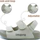 SMajong Boys Sandals Girls Sandal Kids | Non-Slip Slides, Lightweight, Adjustable, Open Toes, Flat (Beige)