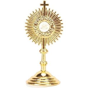 Pssopp Catholic Table Decoration, Alloy Material Sun Shape Exquisite Craftsmanship Christian Communion Statue Ornament for Home Decor(1 x 2.4in)