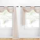 NICETOWN 2 Panels Taupe Sheer Window Scarf Valances W60 x L216, Decorative Soft Voile Textured DIY Bed Canopy Curtains for Party/Wedding/Nursery