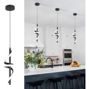 CANEOE Black Pendant Light Fixtures, Adjustable Modern Pendant Lights for Kitchen Island Small Pendant Lighting for Kitchen Island Dining Room Living Room Bedroom Hanging Light Fixtures, 1 Pack, Black,6000K