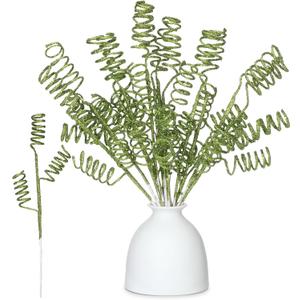 12 Pcs Lime Green Christmas Glitter Curly Tree Picks and Sprays for Tree 11.81" Artificial Glitter Stem Pick and Twigs Decorations Xmas Vase Filler Ornaments Topper Branch for DIY Wreath