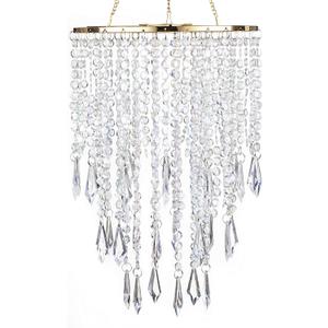 Modern Mini Chandelier Shade,H12.9 X W8.66 Chandeliers Light Fixture Sparkling Decorations for Wedding Centerpiece Lampshade with Acrylic Jewel Droplets (Gold)