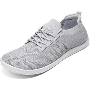 Women's Minimalist Walking Shoes, Breathable Slip On Tennis Sneakers, Wide Toe Fashion Sneakers, Zero Drop Minimalist Shoes for Womens Barefoot Walking (Grey), Size: 7 Wide