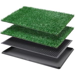 LOOBANI Dog Grass Pad with Tray - Dog Litter Box - Indoor Potty for Apartment and Patio Training - with 2 Packs Grass Pee Pads for Replacement, 16×20 Inch