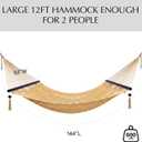 PNAEUT 2 Person Caribbean Rope Hammocks for Outside, 12ft Handwoven Polyester Double Hammock with Spreader Bar for Outdoor Indoor, Max 600 lbs Capacity (Tan)