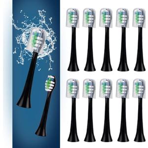 12 Pack Replacement Toothbrush Heads Compatible with fairywill P11 T9 Electric Toothbrush, W Shape Bristle Designed, Soft and Sanitary for Model P11 T9 Toothbrushes (Black)
