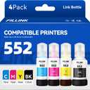 552 Sublimation Ink Compatible for 552 T552 552 Pigment Ink Used with Ecotank Photo ET-8550 ET-8500 ET2800 ET2720 ET2400 ET3760 ET4760 Printer Heat Press Transfer on T-Shirt Tumblers &(BCMY 4PK)