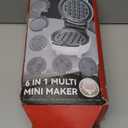 6-in-1 Mini Waffle Maker With Removable Plates, 4.5'' Mini Waffle Iron for Holidays, Parties & Events Waffle Maker Machine, 8 Plates with Premium Ceramic Coating, White