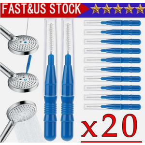 20pcs Shower Head Cleaner Tools, Anti-Clogging Cleaning Brushes with 10 Multi-Size Unclogging Showerhead Cleaner Picks for Shower Head Nozzle Small Holes Cleaning Tools Set for Bathroom (Blue),Pack of 2