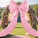 DoubleFill 55 x 118'' Giant Pink Bow Outdoor Oversized Silk Pink Coquette Bow for Backdrop Outside Wall Room Decoration Birthday Party Baby Shower Wedding Garden Lawn Indoor Home Decor
