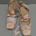 Celbreez Ballet Heels Satin Stiletto Heels for Women Close Square Toe Slingback Bow Lace Up High Nude Heel Women's Pumps Strappy Mary Jane Ballerina Heel Party Wedding Cute Shoes (9)