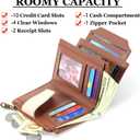Airkit Small Wallet Women RFID Blocking Soft Leather Bifold Compact Card Holder Wallet for Women with Zipper Coin Pocket 4 ID Window