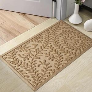 Front Door Mat, Absorbent Dirt Trapping Welcome Door Mat Indoor Outdoor, Non Slip Entry Mat, Indoor Outdoor Door Mats, Fade Resistant, Low Profile Doormat for Entryway, 2917, Beige (1'5" x 2'5" (Rectangular))