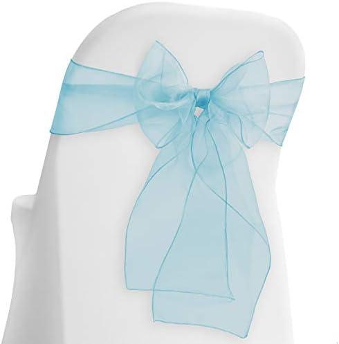 Lann's Linens - 10 Elegant Organza Wedding/Party Chair Cover Sashes/Bows - Ribbon Tie Back Sash - Turquoise