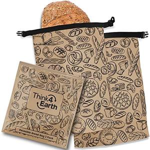 THINK4EARTH® - Large Bread and Baguette Bags (Brown, Bread Bag 2 Pack)