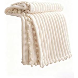 DISSA Fleece Blanket Throw Size  51x63, Wide Stripe, Yellow  Soft, Plush, Fluffy, Fuzzy, Warm, Cozy  Perfect Throw for Couch, Bed, Sofa - Flannel Blanket Throw Blanket