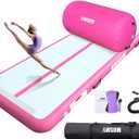 AWSUM Inflatable Air Gymnastics Mat 10ft/13ft/16ft/20ft/23ft Training mat 4/8 inches Thick tumbling mat with Electric Pump for Home/Gym/Outdoor (Pink+air roller)