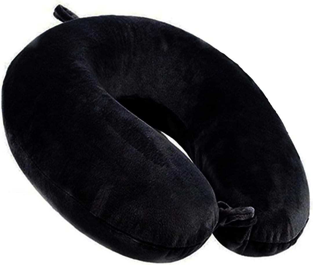 Travel Pillow - Memory Foam Neck Pillow Support Pillow,Luxury Compact & Lightweight Quick Pack for Camping,Sleeping Rest Cushion (Black)
