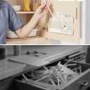 FOOGWEE 9.8" Acrylic Straw Holder for Cabinet Door - Straw Organizer with Ultra-Sticky Adhesive, Kitchen & RV Essensials, 5-Compartment Storage for Reusable Straws & Brushes, Colored Pencils, Markers (Clear)