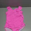 Blooming Jelly Women's Tummy Control Swimsuits Slimming Cute One Piece Bathing Suit Ruffle V Neck Swimwear (Medium, Pink)