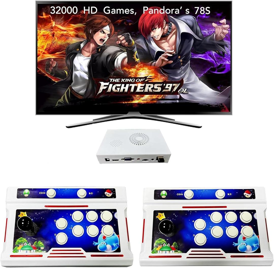 FVBADE[32000 Games in 1 78S Pandora Box Arcade Game Console Bluetooth Function Compatible PC & Projector & TV,3D Games 4 Players Category Favorite List Save/Search/Hide/Pause/Delete.