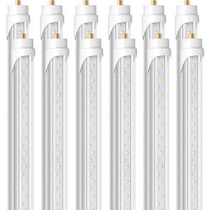 Barrina 8 Foot LED Bulbs, 44W 5500lm 6500K, Super Bright, T8 T10 T12 LED Tube Lights, FA8 Single Pin LED Lights, Clear Cover, 8 Foot LED Bulbs to Replace Fluorescent Light Bulbs (Pack of 12)
