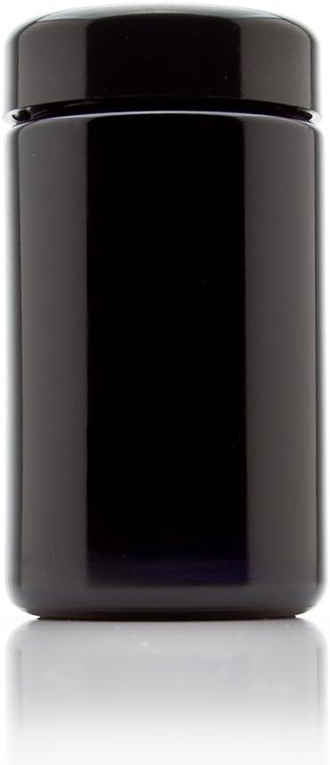 Infinity Jars Tall Screw Top Jar 200 Ml (6.7 fl oz), UV Black Glass Airtight Smell-Proof Container for Coffee, Tea, Dried Goods, Refillable Tall Jar for Long-Term Kitchen Storage
