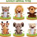 Sumind 12 Pieces Small Stuffed Animals Bulk Gifts Mini Stuffed Forest Jungle Animal Plush Toys 4.8 Inch Cute Elephant Lion Giraffe Tiger for Claw Machine Baby Shower Decorations(Sitting)