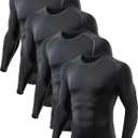 5 or 4 Pack Compression Shirts for Men Long Sleeve Athletic Base Layer Undershirt Gear T Shirt for Workout (Small)