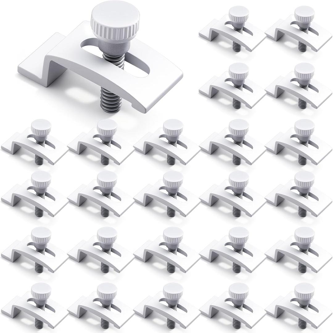Blulu 24 Pcs T 8726 1/4 Inch Aluminum Storm Door Panel Clip Storm Window Screen Clips Screen Door Hardware (White)