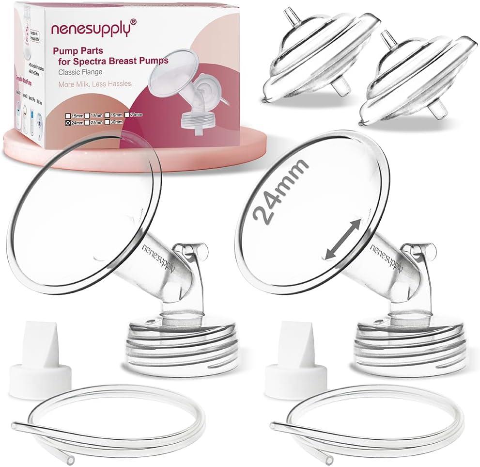 Nenesupply 24mm Flange Pump Parts Compatible w Spectra S2 S1 Breast Pumps Replacement Kit for Spectra Pump Parts S2 Parts S2 Accessories Inc Flange Duckbill Valve Backflow Protector