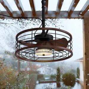 20" Waterproof Outdoor Ceiling Fan with Light, Outdoor Hanging Fan for Patio, 6-Speed & 3 CCT LED, Caged Ceiling Fan with Smart APP & Remote Control, Perfect for Gazebo, Pergola, Canopy