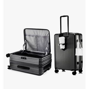 HotWay 20 Inch Expandable Carry On Luggage with Cup Holder, Hardside TSA Approved Luggage with Spinner Wheels, Top Opening Suitcase For Travel, Black