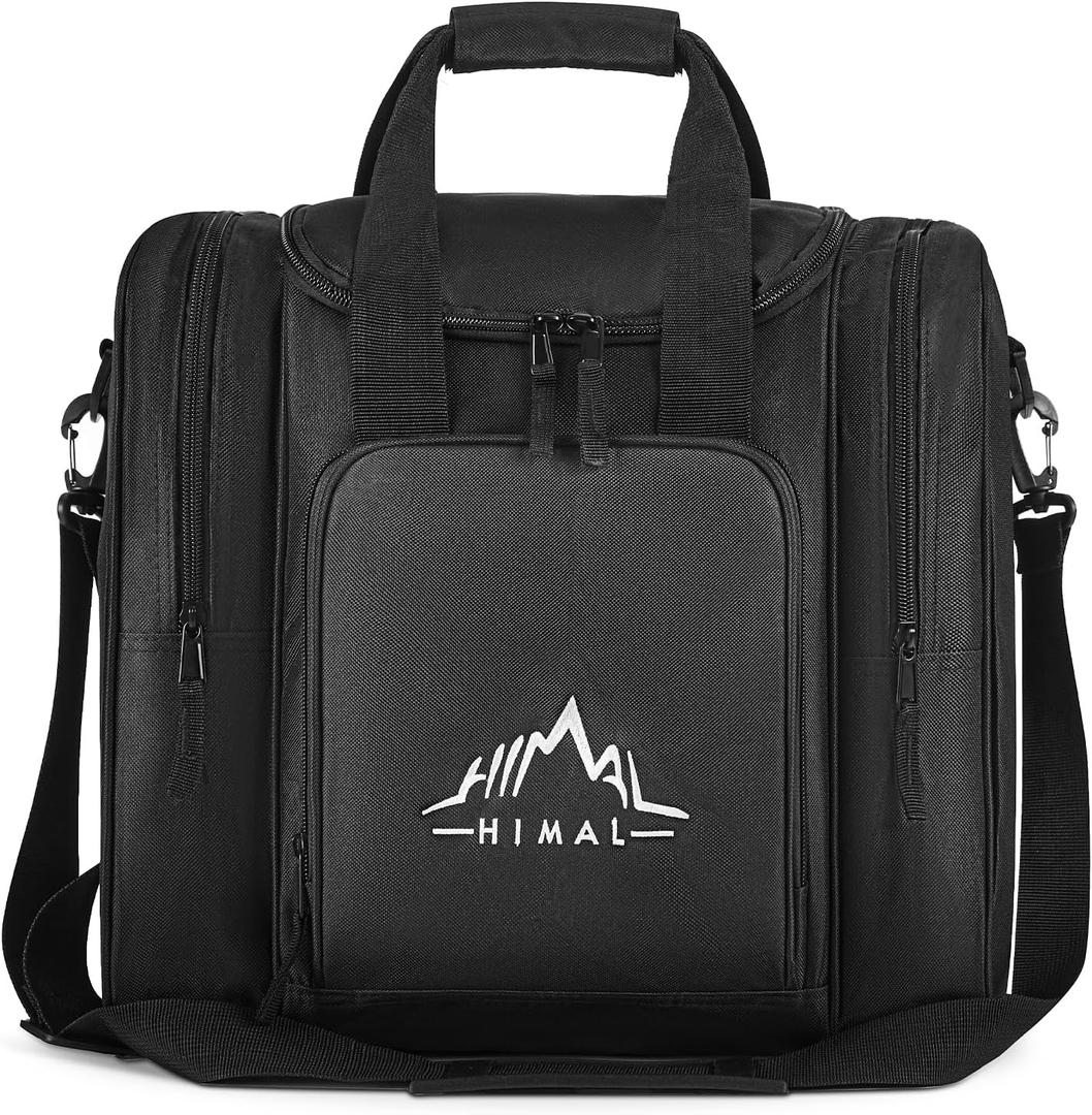 Himal Bowling Ball Bag for Single Sphere - Bowling Ball Tote Bowler's Bag with Padded Sphere Holder - Fits Bowler's Shoes Up to Mens Size 14 (Black)