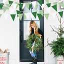 32Ft Green Party Decorations Green Buffalo Plaid Checkered White Triangle Flag Gingham Pennant Bunting Fabric Garland for Wedding Birthday Picnic BBQ Outdoor Golf Party Dinosaur Arbor Day Decorations