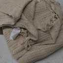 NANPIPER Knit Blanket Ultra-Soft Cozy Throw Handknit Style for Couch, Luxurious Lightweight Home Decor, Fog Beige 50"x60"