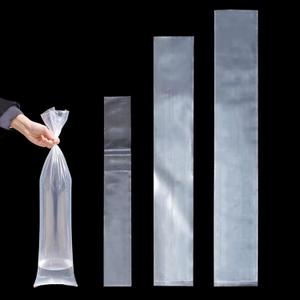 100 Pack 40 Inch Long Narrow Flat Open Poster Bags, Clear Blueprint Waterproof Tube Storage Sleeves