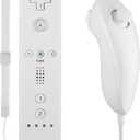 Lyyes Remote Controller for Wii, Wii Remote and Nunchuck Controllers with Silicon Case and Strap for Wii and Wii U (White)