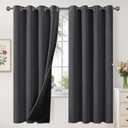 YoungsTex Blackout Curtains 52 X 72 Inch Length for Bedroom, Insulated Black Out Drapes with Grommet Thick Double Layer Energy Saving for Living Room, Dark Grey, 2 Panels