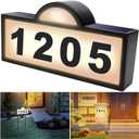 Solar House Numbers Address Sign, IP65 Waterproof Solar Address Plaque for Outside, 3200K Warm & 6500k Cold LED Illuminated House Numbers for Outdoor Wall Mounted & Home Yard Ground Address Number